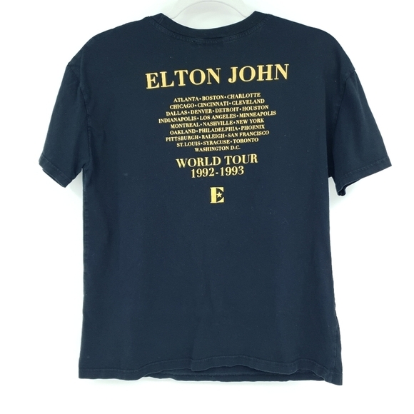 Zara Elton John The Tour World 1992-1993 Black‎ T Shirt Women's Small Band Tee - Picture 2 of 6